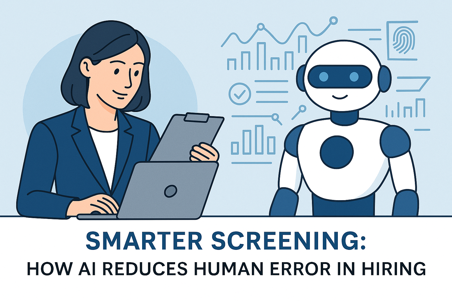 AI reduces human error during background screening — business professional and AI interface working together to improve accuracy and compliance.